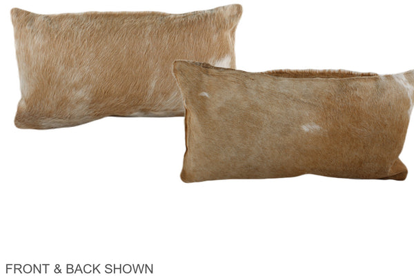 Beige and White Cowhide Pillow #A38475