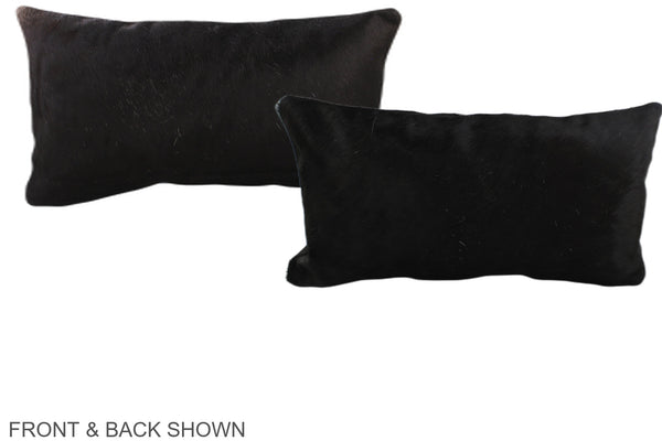 Solid Black Cowhide Pillow #A38547