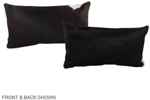 Solid Black Cowhide Pillow #A38549