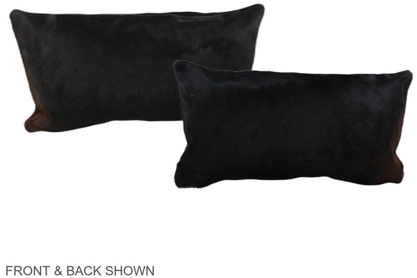 Solid Black Cowhide Pillow #A38577