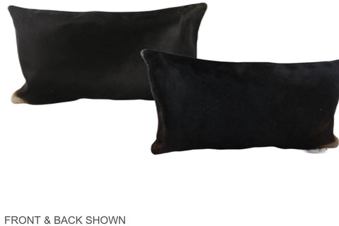 Solid Black Cowhide Pillow #A38589