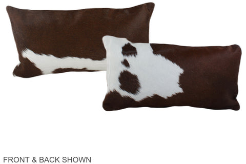 Brown and White Cowhide Pillow #A38590