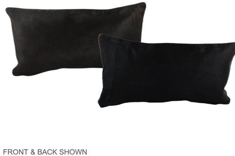 Solid Black Cowhide Pillow #A38610