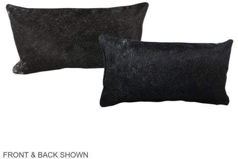 Solid Black Cowhide Pillow #A38627