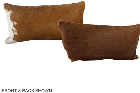 Brown and White Cowhide Pillow #A38668