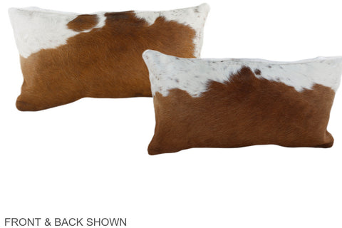 Brown and White Cowhide Pillow #A38676