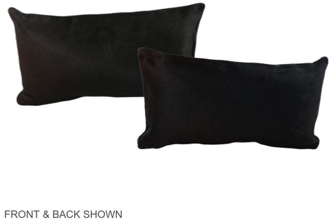 Solid Black Cowhide Pillow #A38679