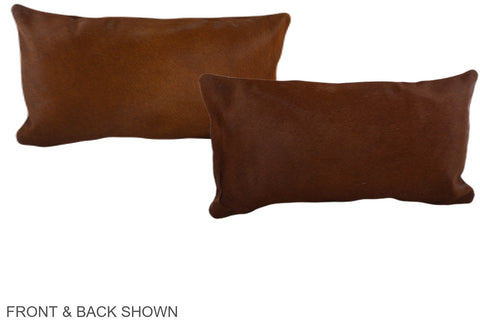 Solid Brown Cowhide Pillow #A38711