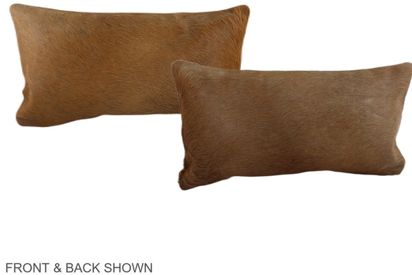 Solid Brown Cowhide Pillow #A38716