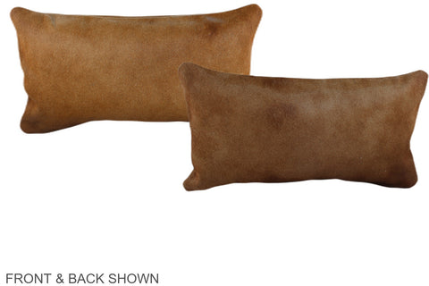 Solid Brown Cowhide Pillow #A38726