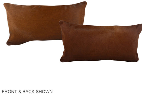 Solid Brown Cowhide Pillow #A38734