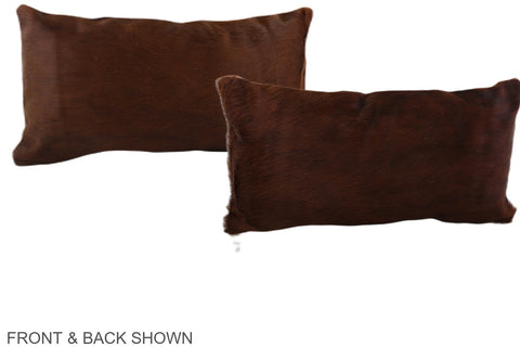 Solid Brown Cowhide Pillow #A38749