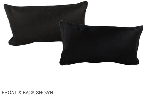 Solid Black Cowhide Pillow #A38751