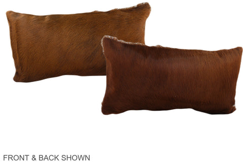 Solid Brown Cowhide Pillow #A38752