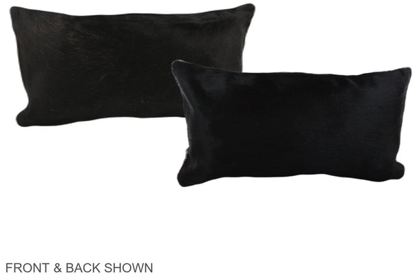 Solid Black Cowhide Pillow #A38775