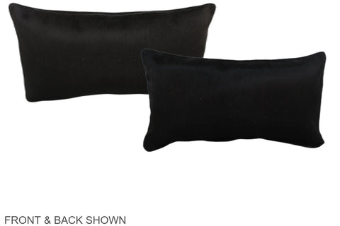 Solid Black Cowhide Pillow #A38779