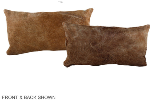 Solid Brown Cowhide Pillow #A38785