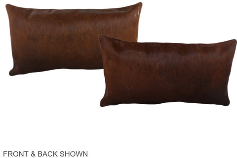 Solid Brown Cowhide Pillow #A38808