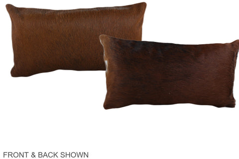 Solid Brown Cowhide Pillow #A38819