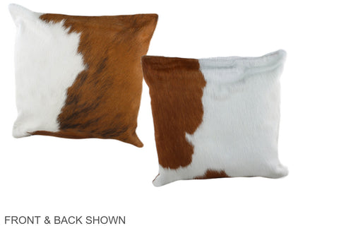 Brown and White Cowhide Pillow #A38862