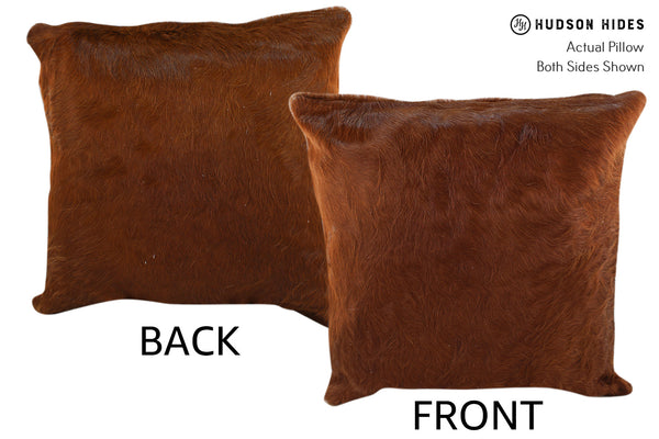 Solid Brown Cowhide Pillow #18656